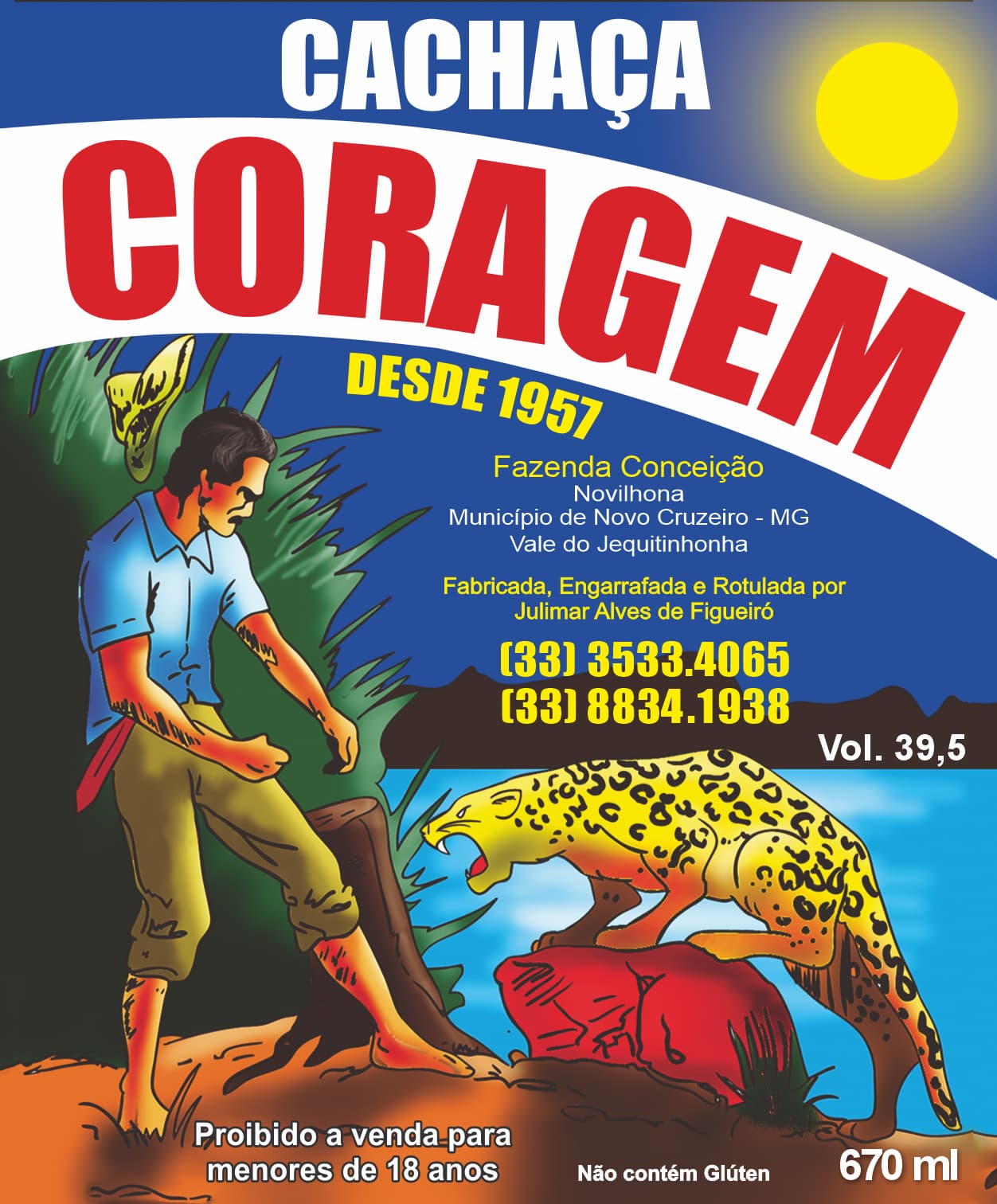Rótulo da Cachaça Coragem